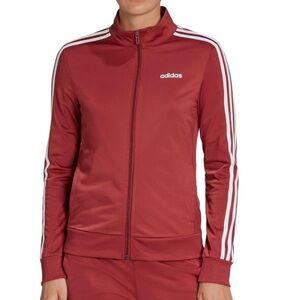 Adidas Women’s Essentials Zip Front Brick Red Track Jacket, Size Small